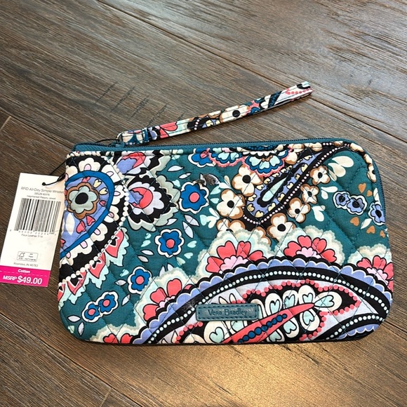 Vera Bradley RFID All Day Simple Wristlet, slim,tech & 3 card holder,paisley - Picture 1 of 9